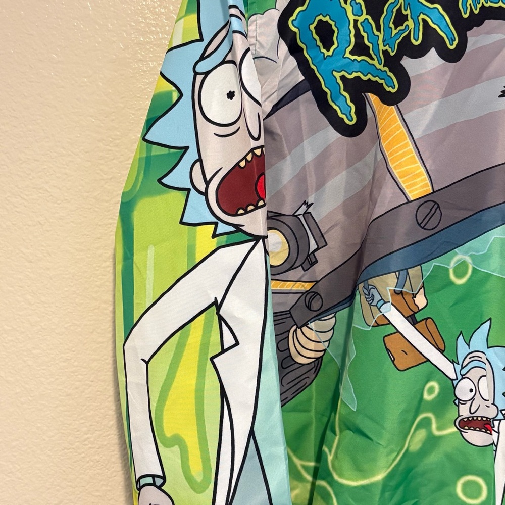 NWT Rick and Morty Members Only Bomber Jacket Green Portal Graphic Full Zip M - Picture 8 of 15